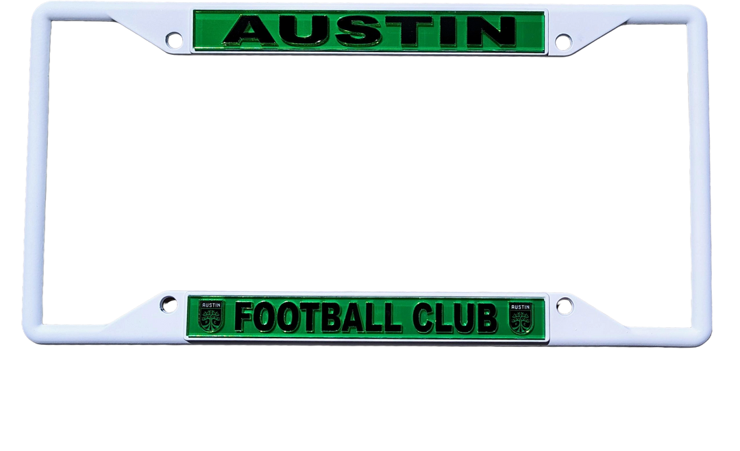AUSTIN FC WHITE METAL LICENSE PLATE FRAME
